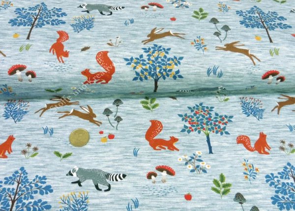 Animals in the forest Hilco Sweatshirtstoff mit Waldtieren Kinderstoff Meterware