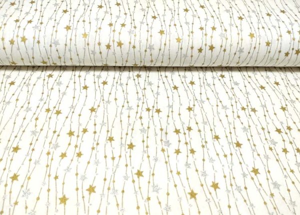 Glitzersterne ecru Weihnachtsstoff Webware