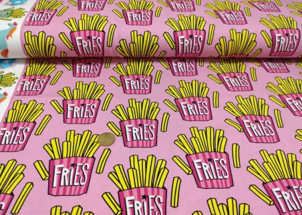 Hamburger Liebe Classics No 1 Kollektion Design OMG Fries rosa Albstoffe Sweatstoff aus Bio-Baumwolle