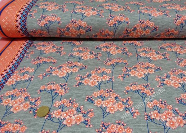 Hamburger Liebe Sakura Design Hana grau Jersey aus Bio-Baumwolle von Albstoffe