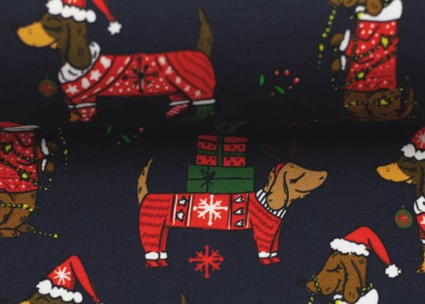Holly Dogs Swafing christmas fabric french Terry by Swafing