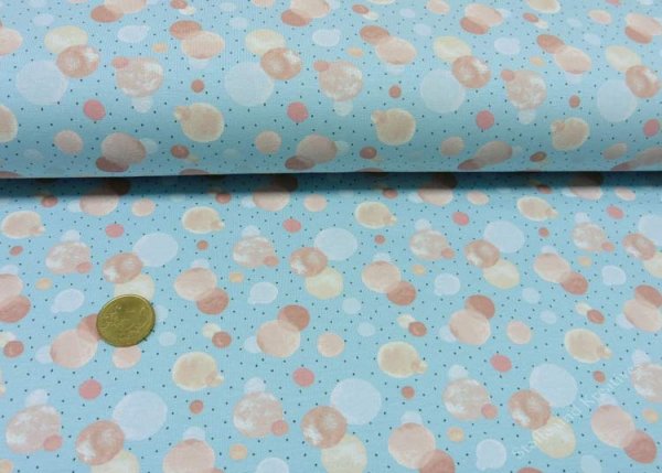 Jersey Bubbles Kinderjersey in aqua blau mit verschiedenen bunten Punkten