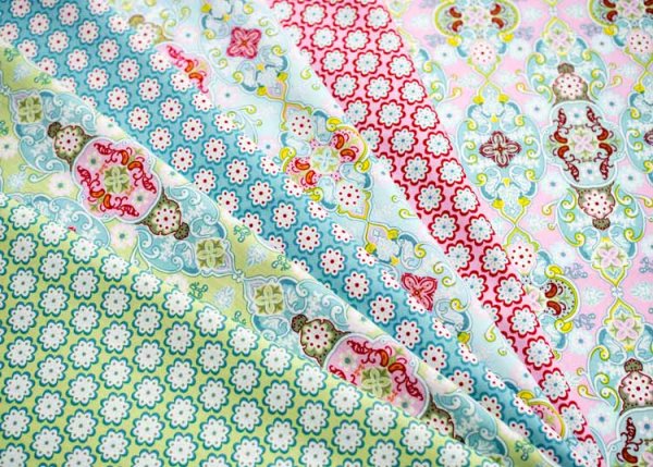 Julia Ornaments pink cotton woven fabric by Sswafing