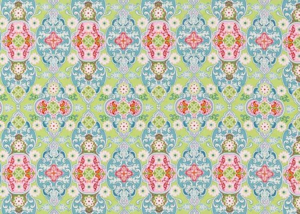 Julia Ornamente grün Baumwolle Webware mit Ornamenten und Blumen aus der Stoffserie Julia von Swafing mehrere Kombistoffe