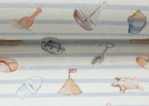 Küstenliebe jersey white blue Swafing fabric for kids by Christiane Zielinski