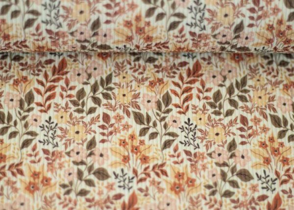 Mia Rippjersey Flowers ecru brown by Swafing