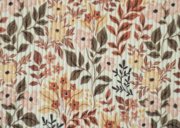 Mia Flowers Rippjersey ecru brown by Swafingummer Flowers Rippjersey ecru by Swafing