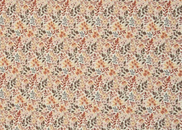 Mia Rippjersey Flowers ecru brown by Swafingummer Flowers Rippjersey ecru by Swafing