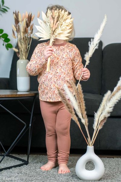 Mia Rippjersey Flowers ecru brown by Swafingummer Flowers Rippjersey ecru by Swafing