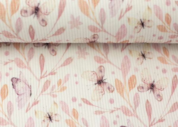 Mia Rippjersey ecru Blumenstoff von Swafing