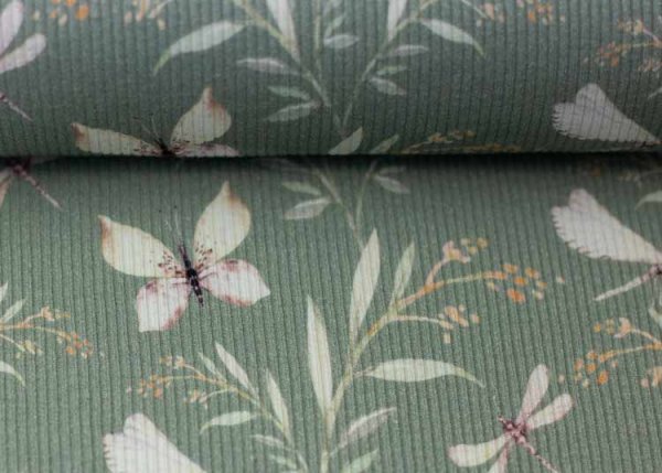 Mia Rippjersey lindgrün Blumenstoff von Swafing