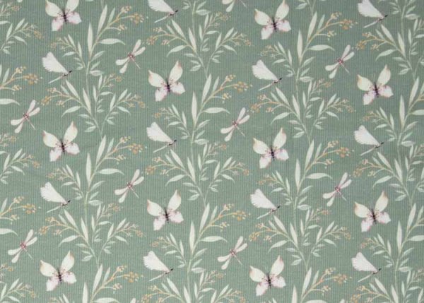 Mia Rippjersey lindgrün Blumenstoff von Swafing
