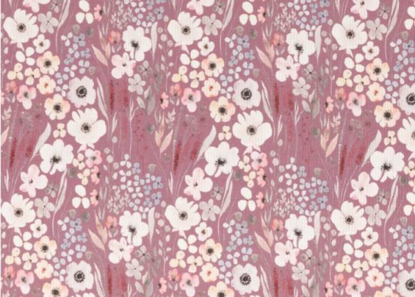 Mia Rippjersey mauve Blumenstoff von Swafing