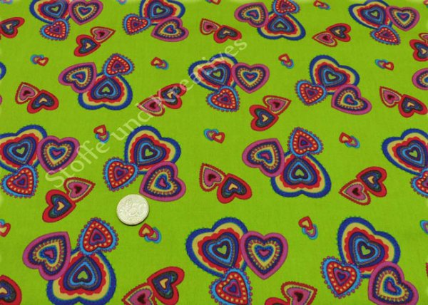 More Hearts grün Baumwolle Webware Popeline
