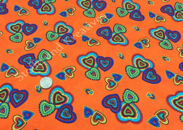 More Hearts orange Baumwolle Webware Popeline