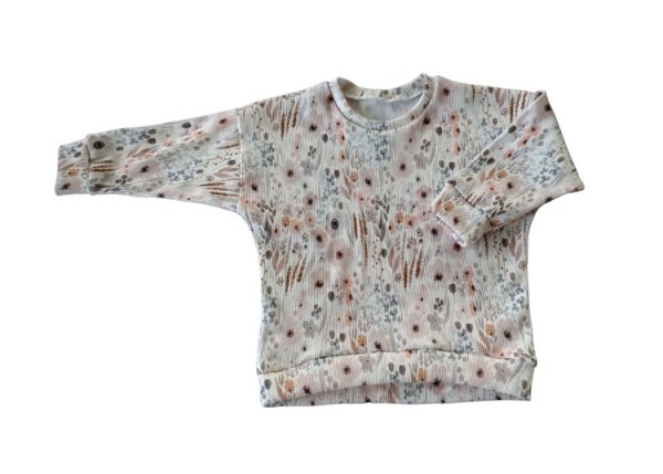 Frieda Rippjersey ecru Blumenstoff Designbeispiel