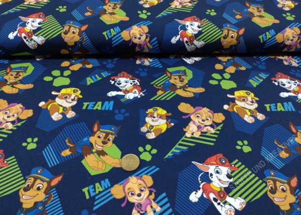 Paw Patrol Jersey Kinderstoff blau von Swafing