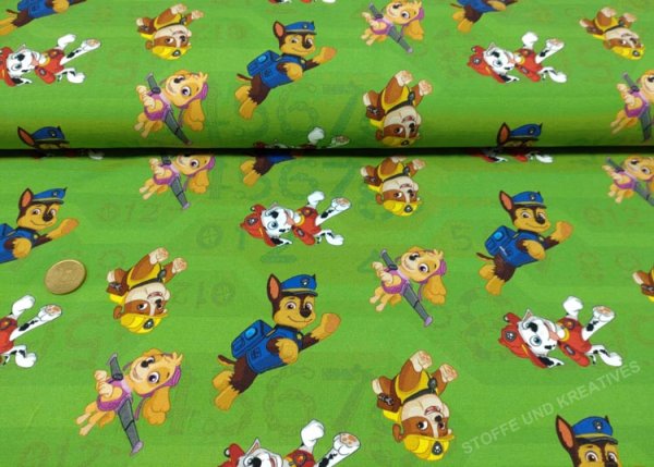 Paw Patrol Jersey Kinderstoff grün von Swafing