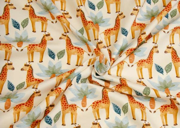 Safari Giraffe ecru Baumwoll-Jersey mit Giraffen, ein Kinderstoff von Hilco