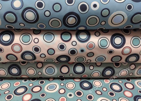 Softshell Circles in blau mit Kreisen, Innenseite Fleece mint