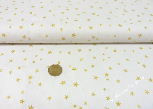Stars Allover Weihnachtsstoff  ecru kleingemusterte Baumwolle Webware mit Sterne