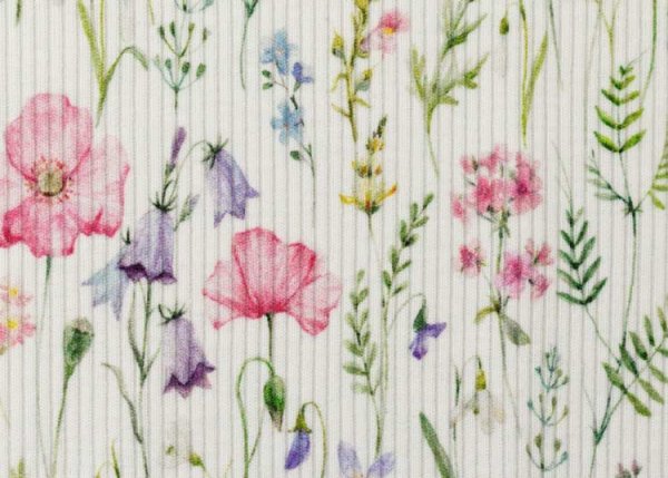 Summer Flowers Swafing Rippjersey ecru Blumenstoff