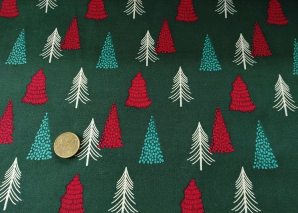 Tannenbäume green christmas fabric, christmas trees cotton print