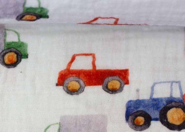 Thea Fahrzeuge Double Gauze Musselin Baumwollstoff für Kinder von Swafing