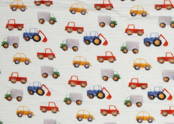 Thea Fahrzeuge Double Gauze Baumwollstoff für Kinder von Swafing
