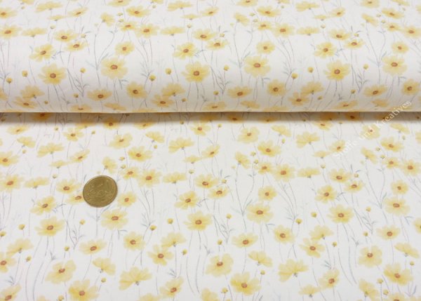 Watercolor Flowers Jersey in ecru mit kleinen Blumen, ein Kinderstoff von Hilco