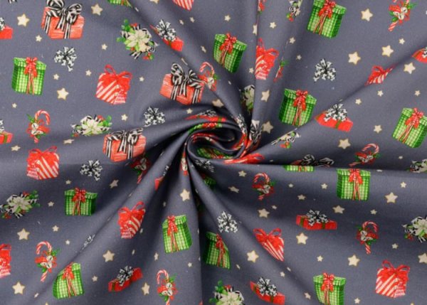 christmas presents blue christmas fabric cotton poplin