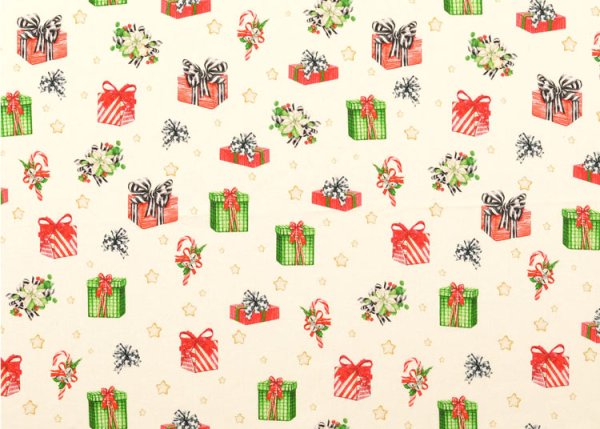 christmas presents ecru christmas fabric cotton poplin