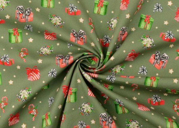 Weihnachtsgeschenke grün Weihnachtsstoffe auf Baumwolle Webware Popeline