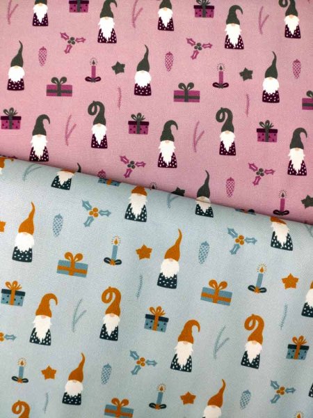 Wiebke Swafing Weihnachtsstoff  in altrosa oder hellblau Baumwolle Webware, Canvas für Adventkalender, Weihnachtsdeko, Tischdecken usw.