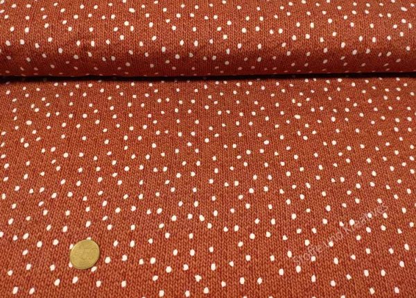 Wood Knit rost Hilco Sweatshirtstoff in Strickoptik mit Punkten Kinderstoff Meterware als French Terry