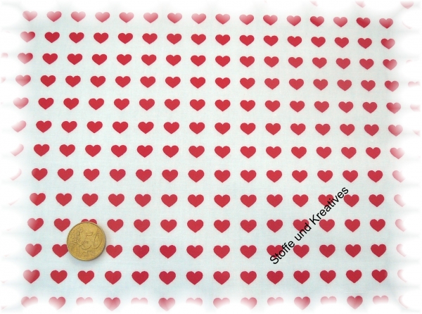 Herzchen in Reihe  cotton hearts,white water resistant 50 cm