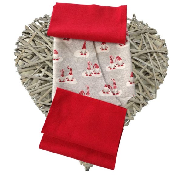Fabric cuttings DIY sewing kit baby pants Christmas sewing French terry with gnome plus cuffs gift baby