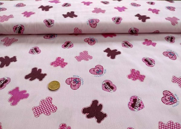 Carola check or Carola stripes pink fabrics with flowers poplin cotton 50 cm