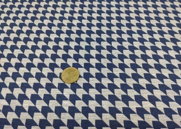 Geometric Baumwoll-Jersey schwarz weiß oder blau grau Hahnentritt bzw. Halbkreise 50 cm