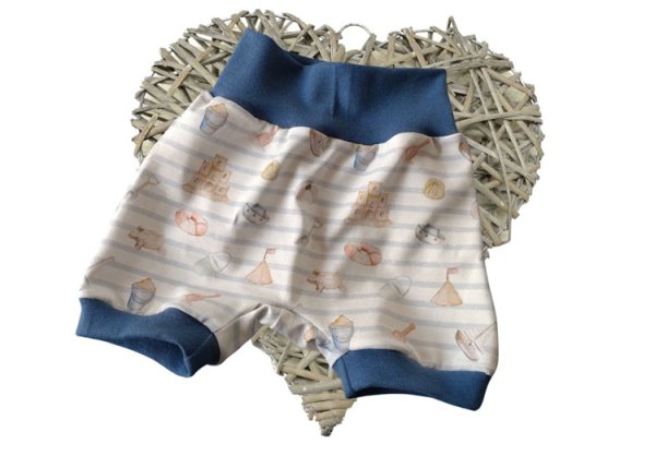 Fabric cuts DIY sewing kit short baby bloomers jersey beach kids plus cuffs blue gift baby