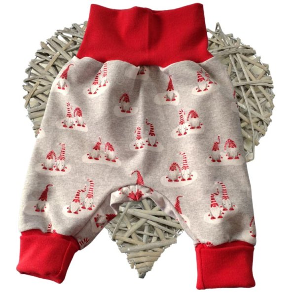 Fabric cuttings DIY sewing kit baby pants Christmas sewing French terry with gnome plus cuffs gift baby