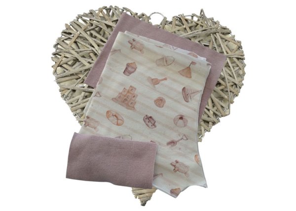 Fabric cuts DIY sewing kit short baby bloomers jersey beach kids plus cuffs old rose gift baby