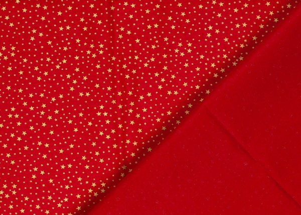 Sternenhimmel xs Weihnachtsstoff  Baumwolle Webware mit goldenen Sternen auf rotem Grund. Meterware Weihnachtsstoff