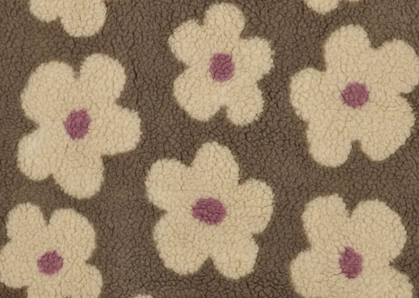 Clara Teddystoff Strickstoff in braun beige mit großen Blumen