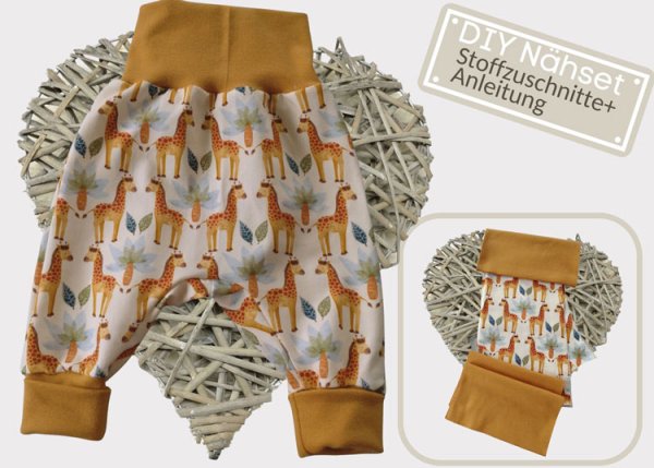 DIY sewing kit fabric cuttings jersey Design Giraffe, cuffs sewing kit