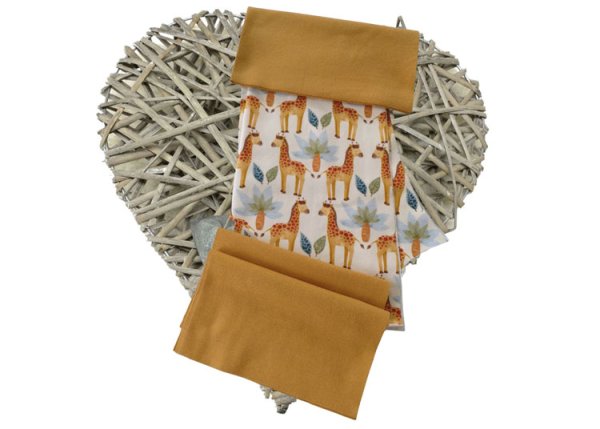 DIY sewing kit fabric cut pieces jersey Giraffe, cuffs sewing kit