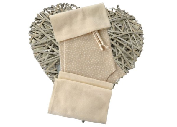 DIY sewing kit fabric cuttings jersey dots beige cuffs sewing kit