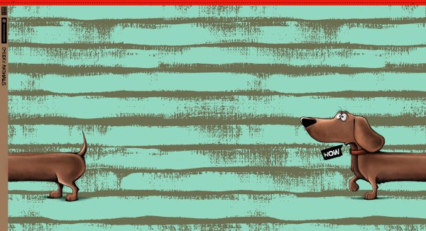 Cheeky Animals Dachshund Berny Panel komplette Breite Thorsten Berger mintgrün French Terry