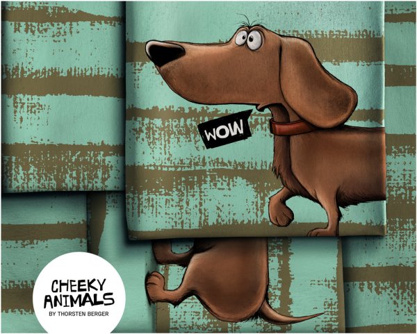 Cheeky Animals Dachshund Berny Panel Thorsten Berger mintgrün Dackelstoff
