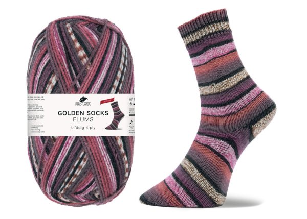Flums Stretch-Sockenwolle von Golden Socks, Pro Lana,  Strumpfwolle beere